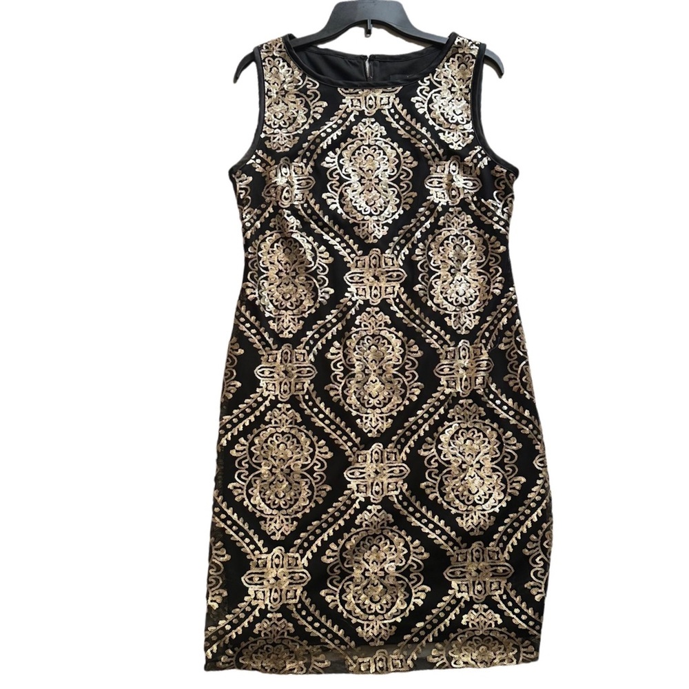 EUC Gold Sequin Black Dress